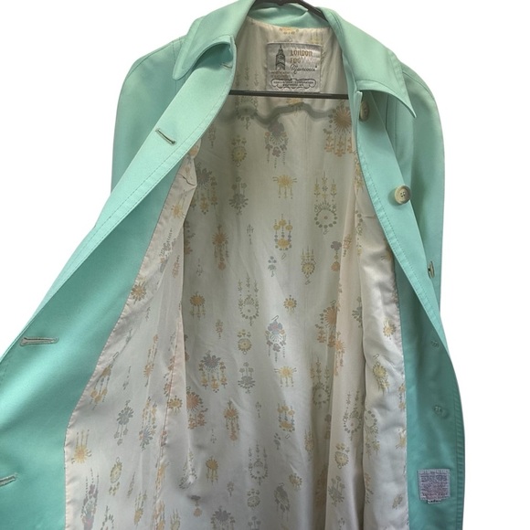 London Fog Vintage Aqua Blue/Green Trench Raincoat. Size 8R - Picture 11 of 16